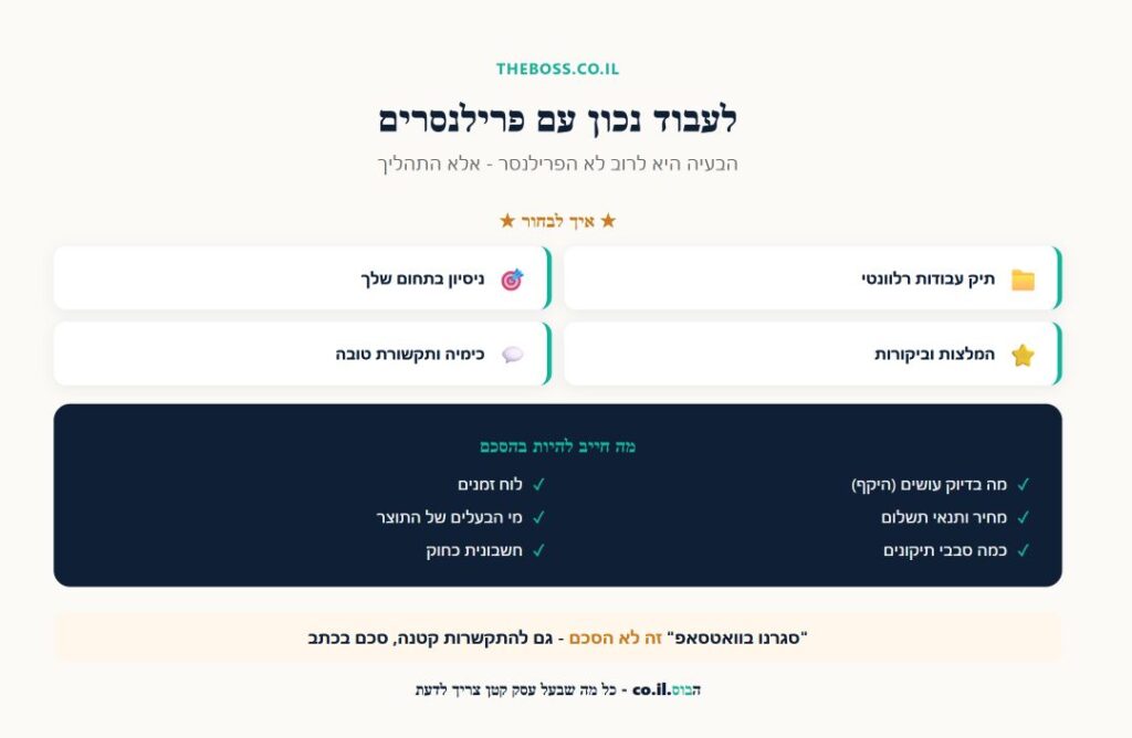 מה חייב להיות בהסכם עם פרילנסר ואיך לבחור נכון
