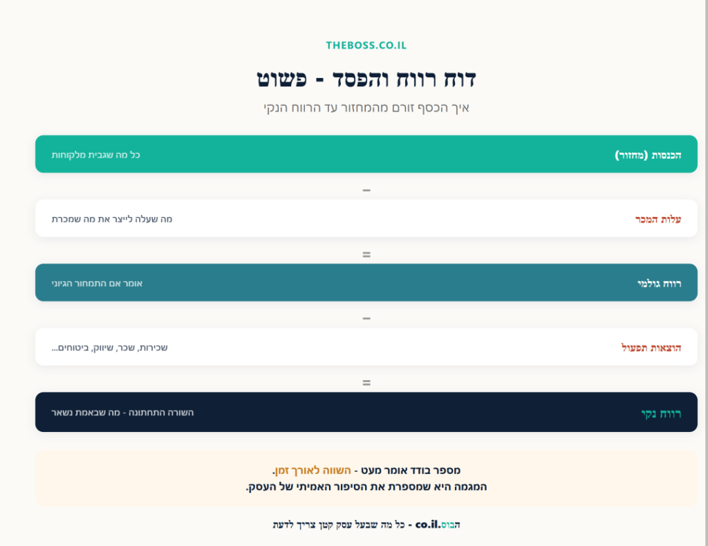 מבנה דוח רווח והפסד מהכנסות עד רווח נקי בשפה פשוטה